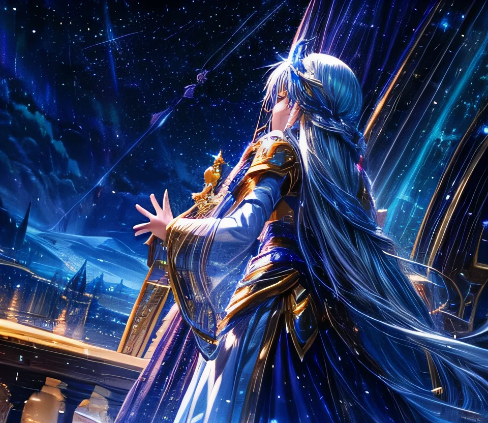Saint Seiya pandora Purple Long Hair Heinstein Castle Beautiful Aurora Snow Scene Starry sky12constellation
