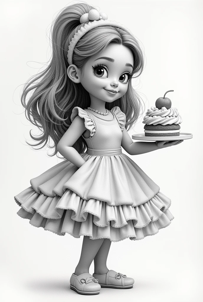 create an image of Joana d&#39;Arch with confectionery items, use only pencil drawings

