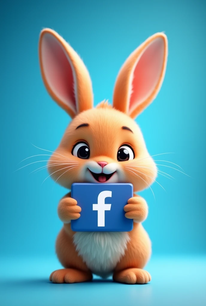 Create an image celebrating 10,000 Facebook subscribers, with a blue background and a brown rabbit with a Facebook logo with the 10,000 subscribers in the rabbit's hands