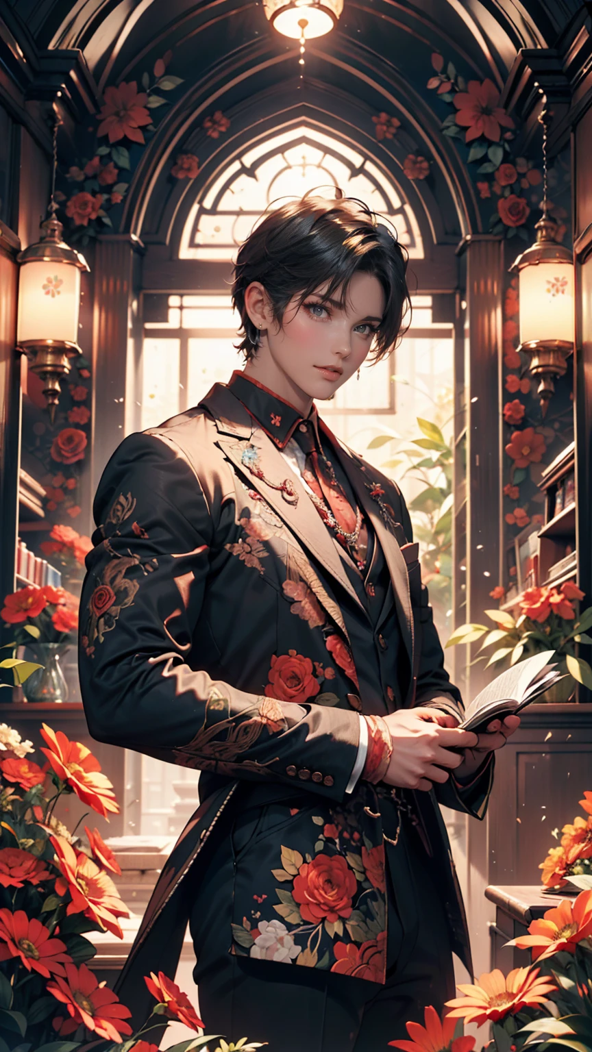Official Art, unity 8k wallpaper, Super detailed, beautifully、aesthetic, masterpiece, Highest quality, (zenTangle, Mandala, Tangle, enTangle), (Fractal Art:1.3) , One person, Red flower, Very detailed, Dynamic Angle, Cowboy Shot, The most beautiful form of chaos, elegant, Brutalist design, Vibrant colors, Romanticism, James Jean, Robbie Dowie Anton, Ross Tran, Francis Bacon, It was freezing cold, Adrian's genius, Petra Cortright, Gerhard Richter, takato yamamoto, Ashley Wood, Atmospheric