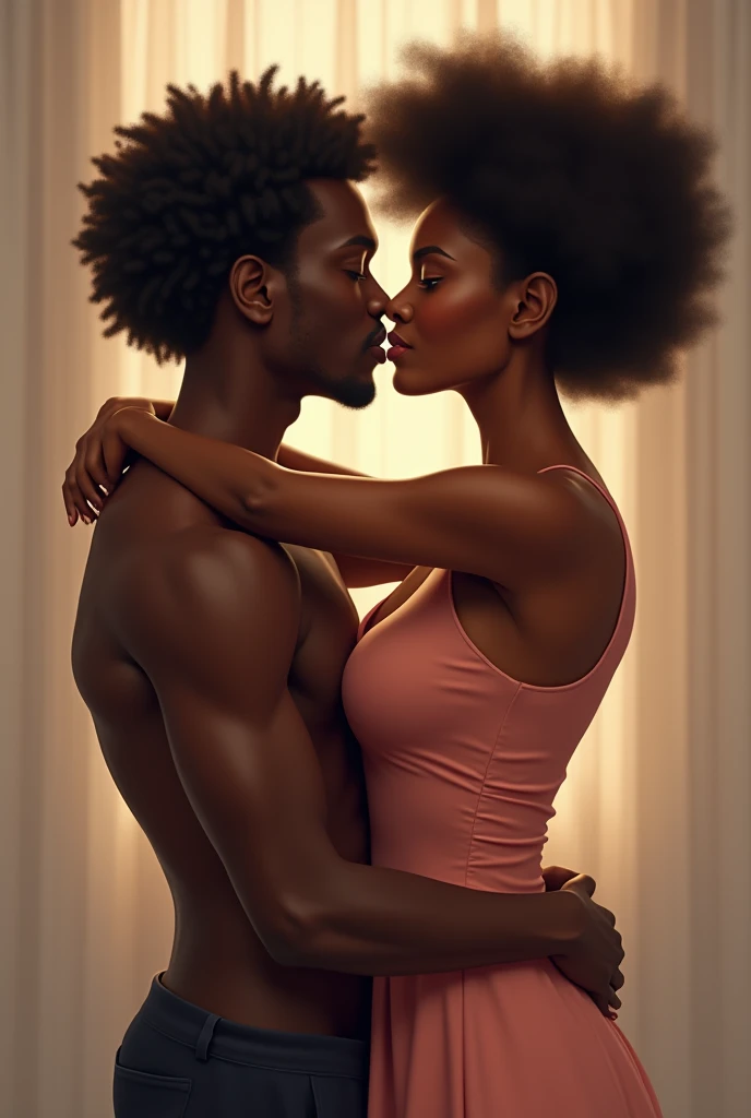 photorealistic, African American couple, one man and one woman kissing, kissing, licking skin, dreadlocks or braids, beautiful, sexy, (Best quality, 8k, 32k, Masterpiece, UHD), no bra, no shirt, naked, 32K wallpaper, luxury bathroom background, in bath tub, (the woman has a big ass, voluptuous, and thick body figure), big lips, oily skin, nighttime, candles and roses around, sweaty, dripping wet, passion, affectionate