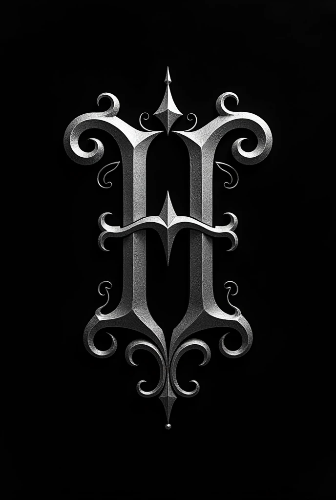 Create a logo featuring the intertwined the letters "X", "H", "L" in a Gothic Style, black, luxurious