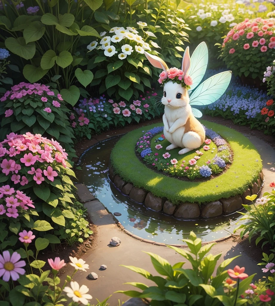 Fairy World Cute Bunny Flower Garden