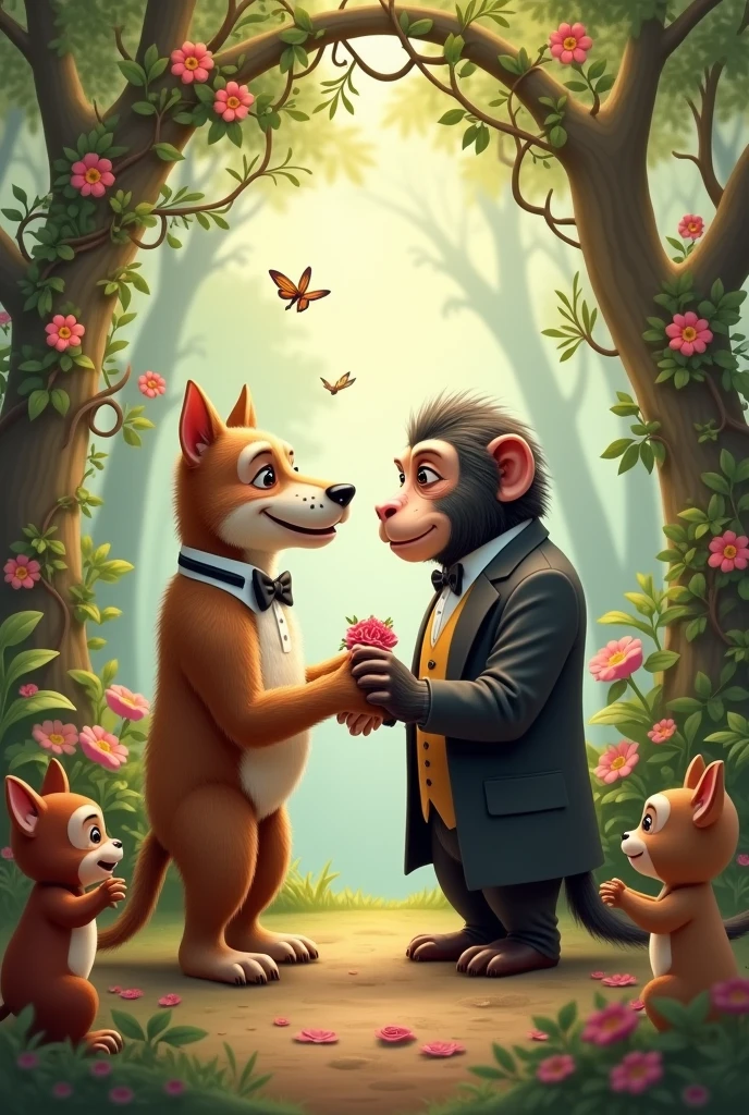 Dog marry with monky