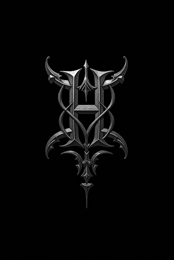 Create a logo featuring the intertwined the letters "X", "H", "L" in a Gothic Style, black, luxurious