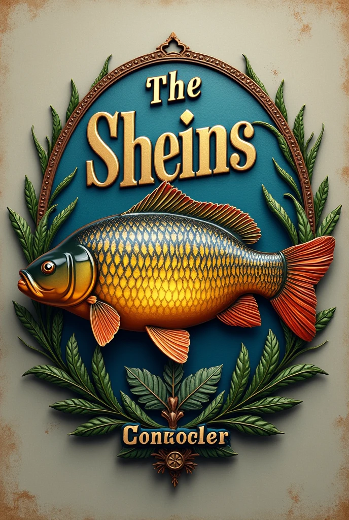 Fishing Badge in the shape of a Carp Fish, with a title The sheins