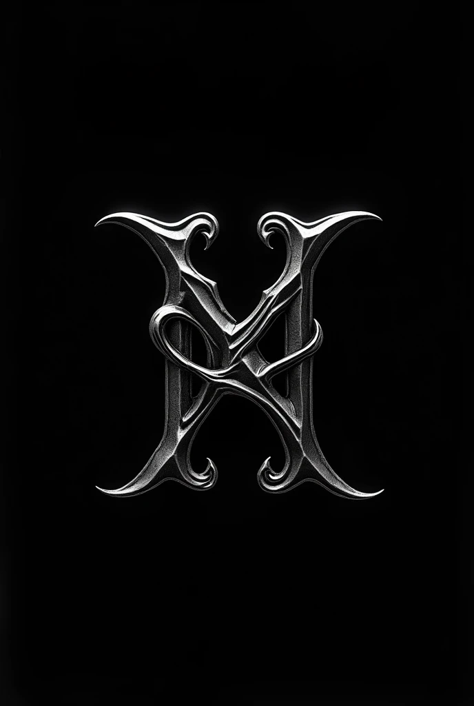 Create a logo featuring the intertwined the letters "X", "H", "L" in a Gothic Style, black, luxurious