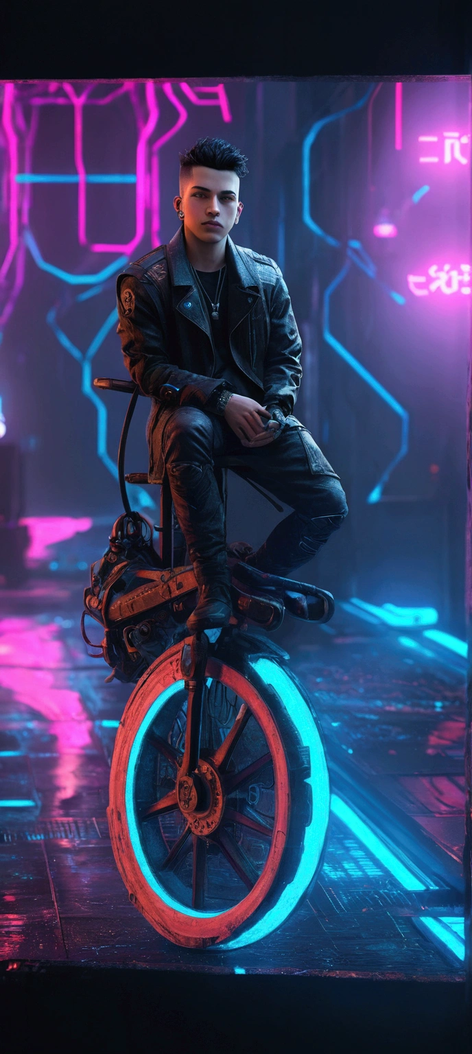 Change background cyberpunk handsome boy, realistic face, 8k, ultra realistic