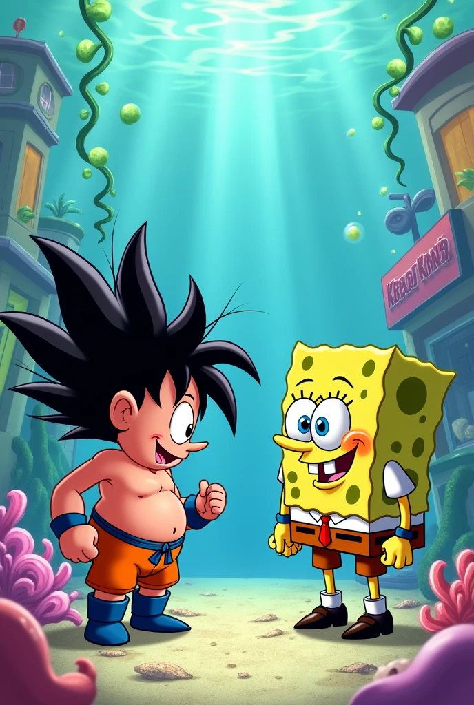 Spongebob and Patrick star as Goku and Vegeta 