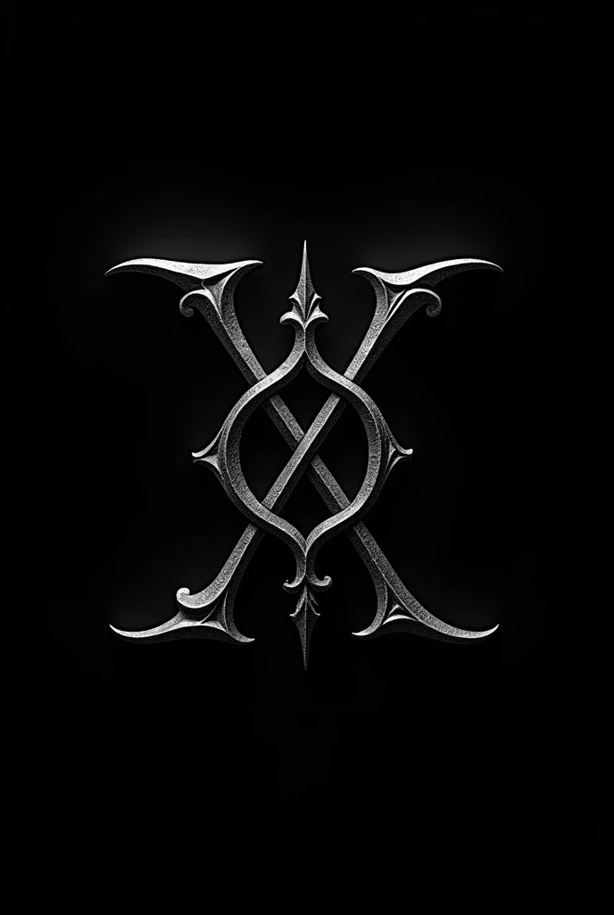 Create a logo featuring the intertwined the letters "X", "H", "L" in a Gothic Style, black, luxurious