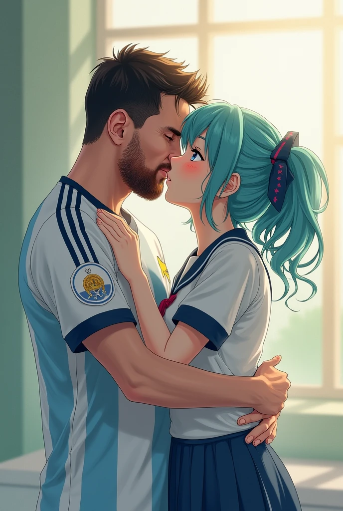 Messi kissing Miku Nakano