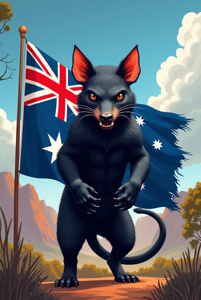 Australian flag with the Tasmanian devil