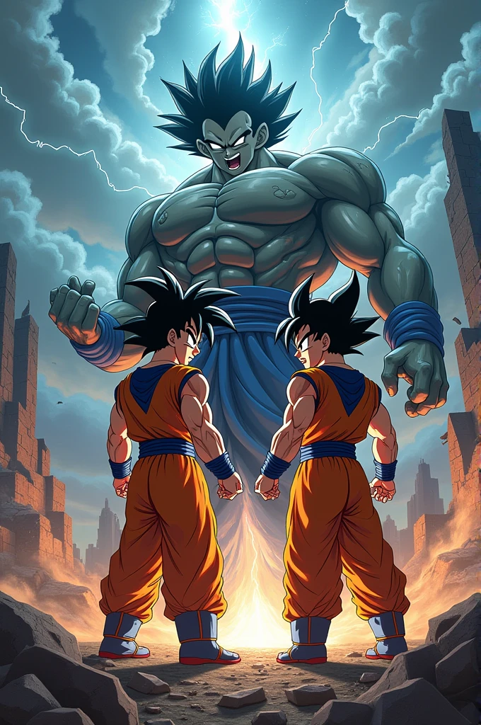 Goku and Vegeta against a Minion Broly