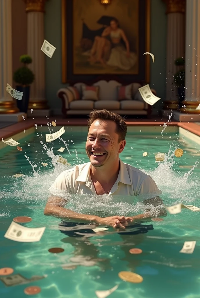 Elon Musk swimming in money pool