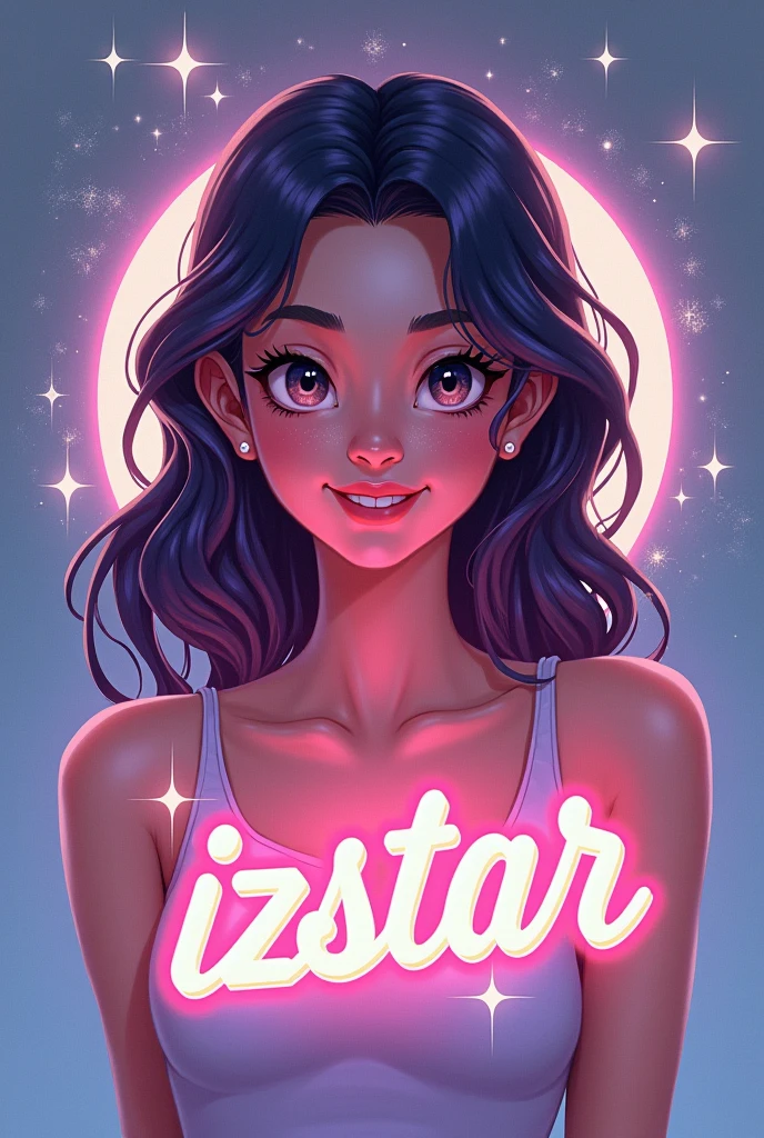 (medium:1.1), vibrate colors, Mabel Pines, 9yo, brown hair, long hair, hair band, flat chest, beautiful detailed eyes, beautiful detailed lips, smile, braces, open mouth, sweet, skirt, shoes, star print, outdoors, Gravity Falls set, rainbow, stars, glitter