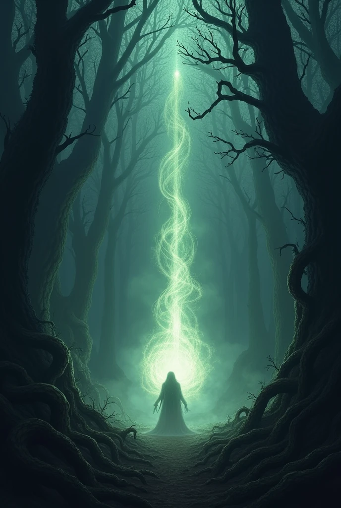 its glow feathering through the trees, casting eerie shadows that writhed like restless spirits.