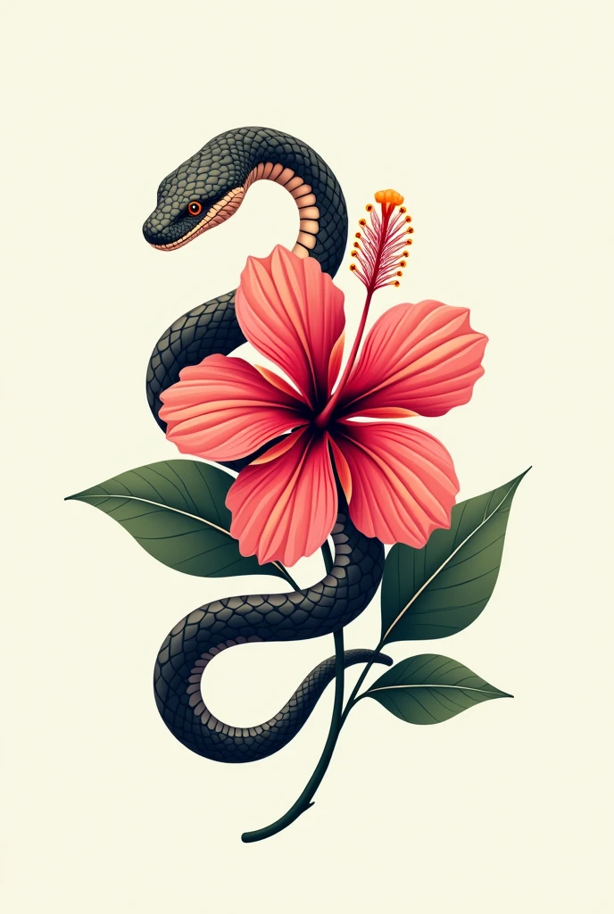A logo-style image that mixes a snake with a hibiscus