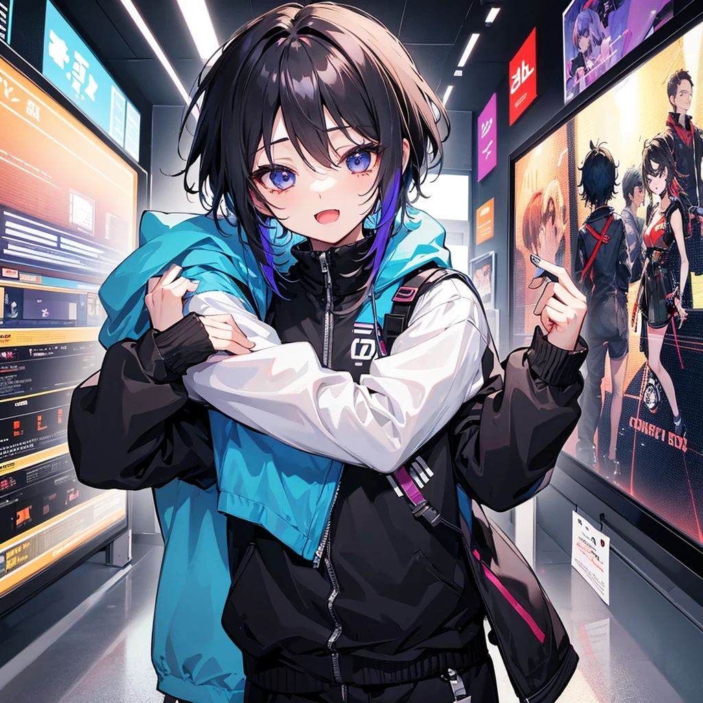 5 boys boy Many cute boys cyberpunk cute game, hug with the boys' expressions full of joy and sweetness cute 🥰 doll ,chibi