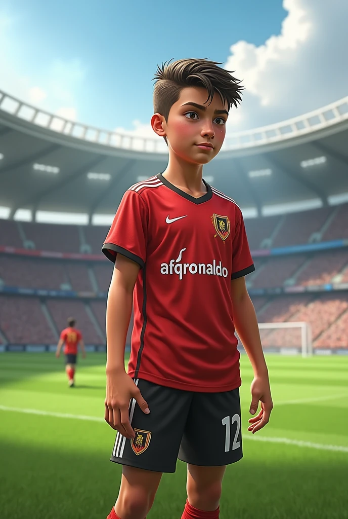 Created a player age 12 footballer bib 7 with text called AFQRONALDO