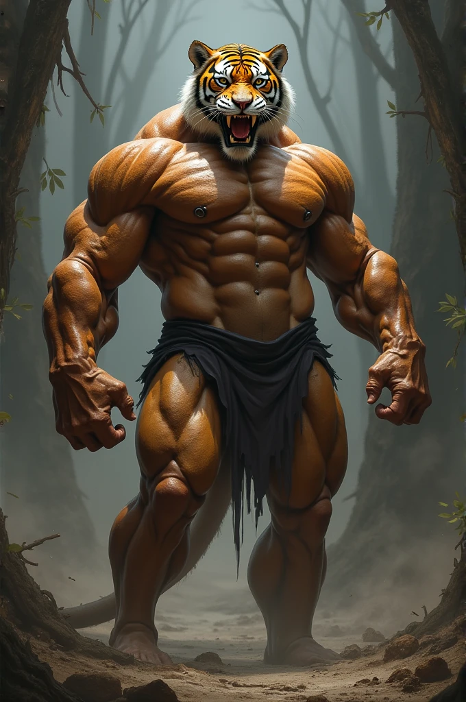 Naked Muscle Tiger Man,,