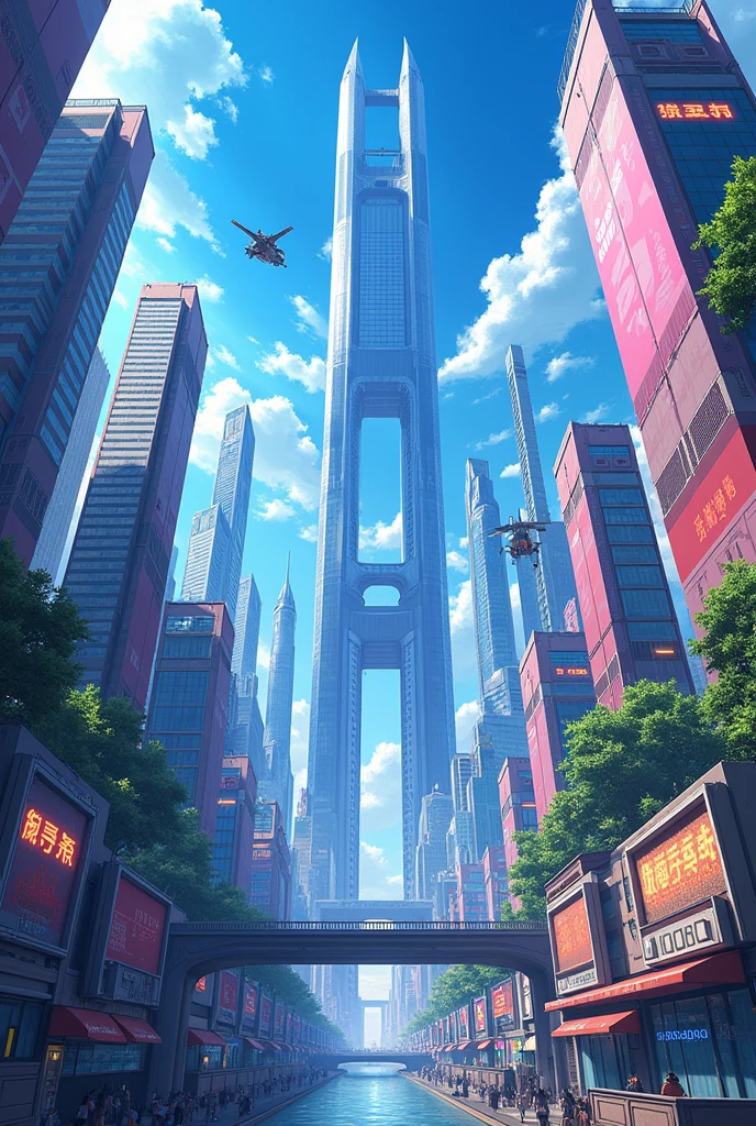 Anime city buildings Background perspective