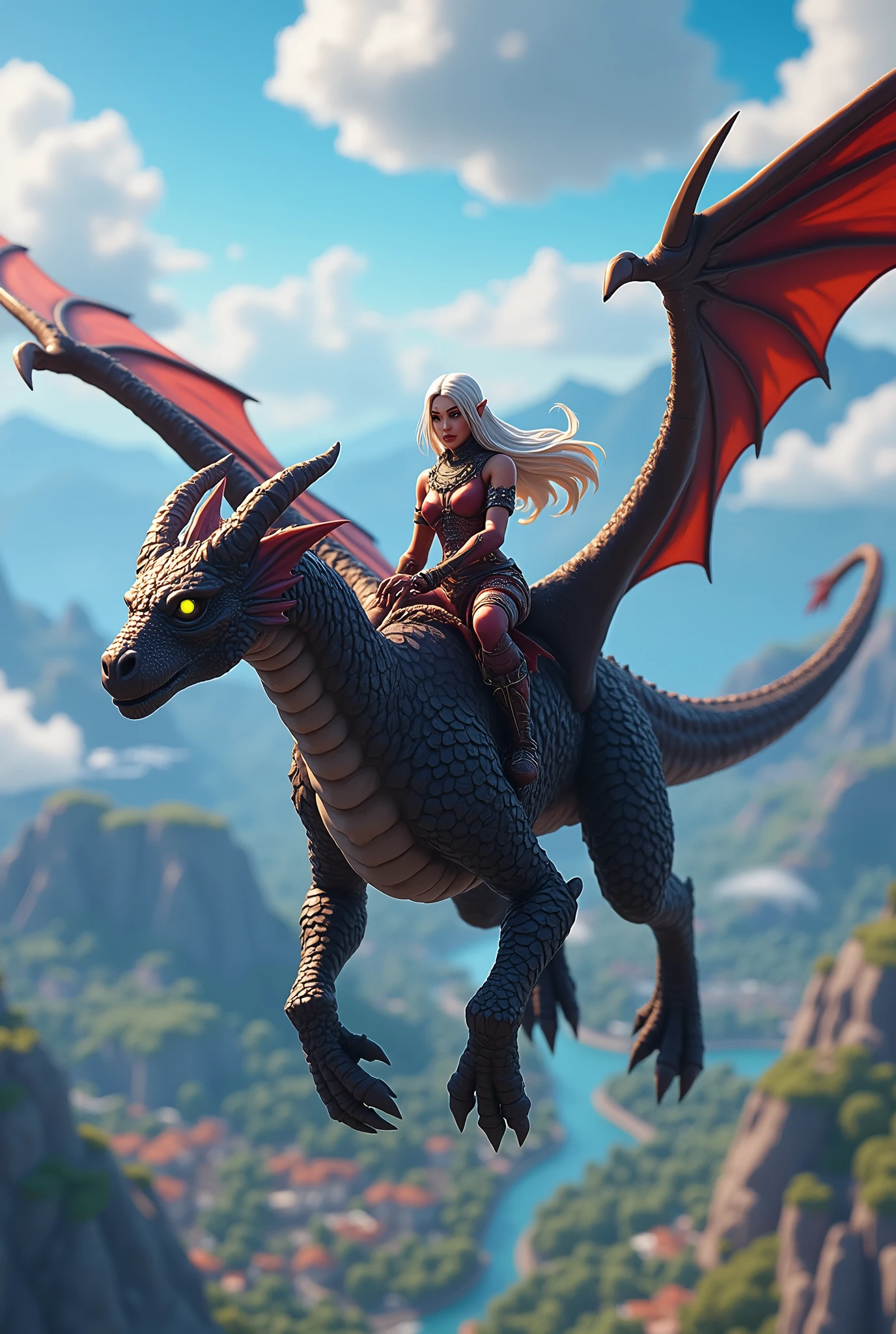 IMAGINE RAHENERA TARGARIAN FLYING HER DRAGON ON FORTNITE MAP