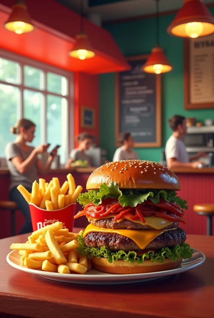 An image for a snack bar named Nordellis and featuring a burger and fries