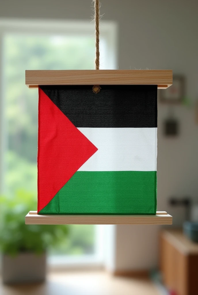 Create a sticky tape fly catcher with the colors of the Palestinian flag