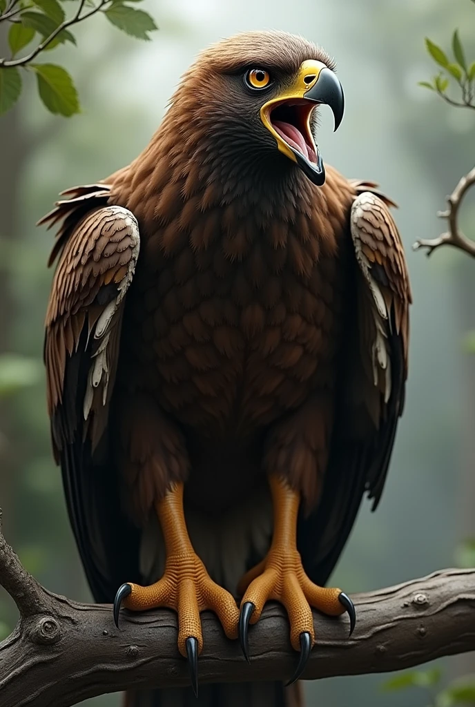 A Brazilian bird of prey called a caracara with a fearsome and angry expression and muscles