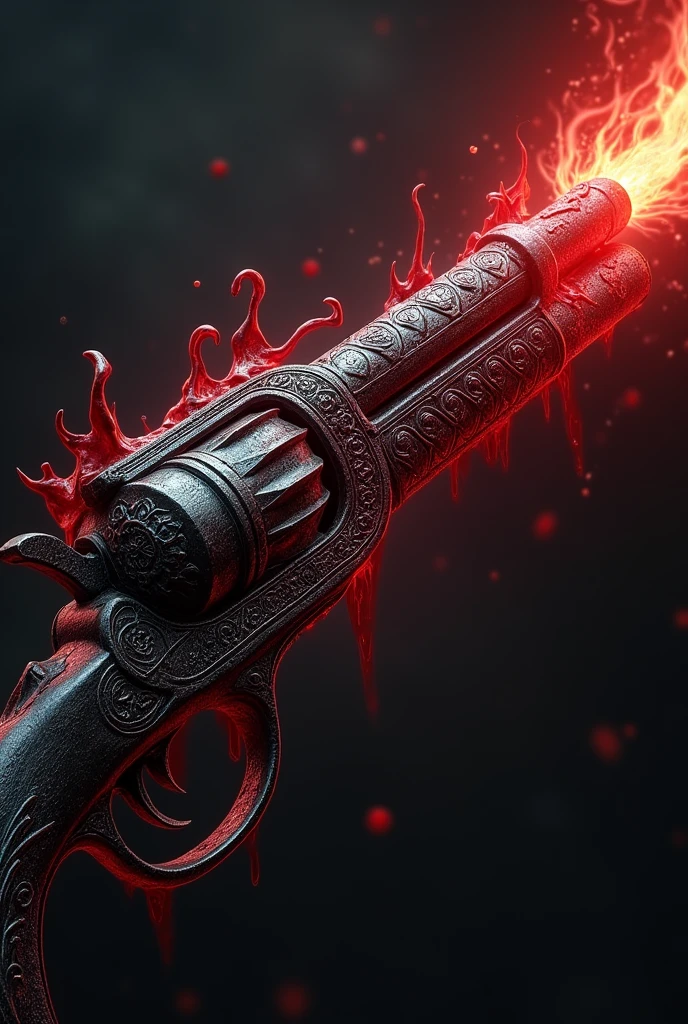 can you create the dark fantasy magical rifle with blood coated and use blood to shoot all around with unique design of blood and gun