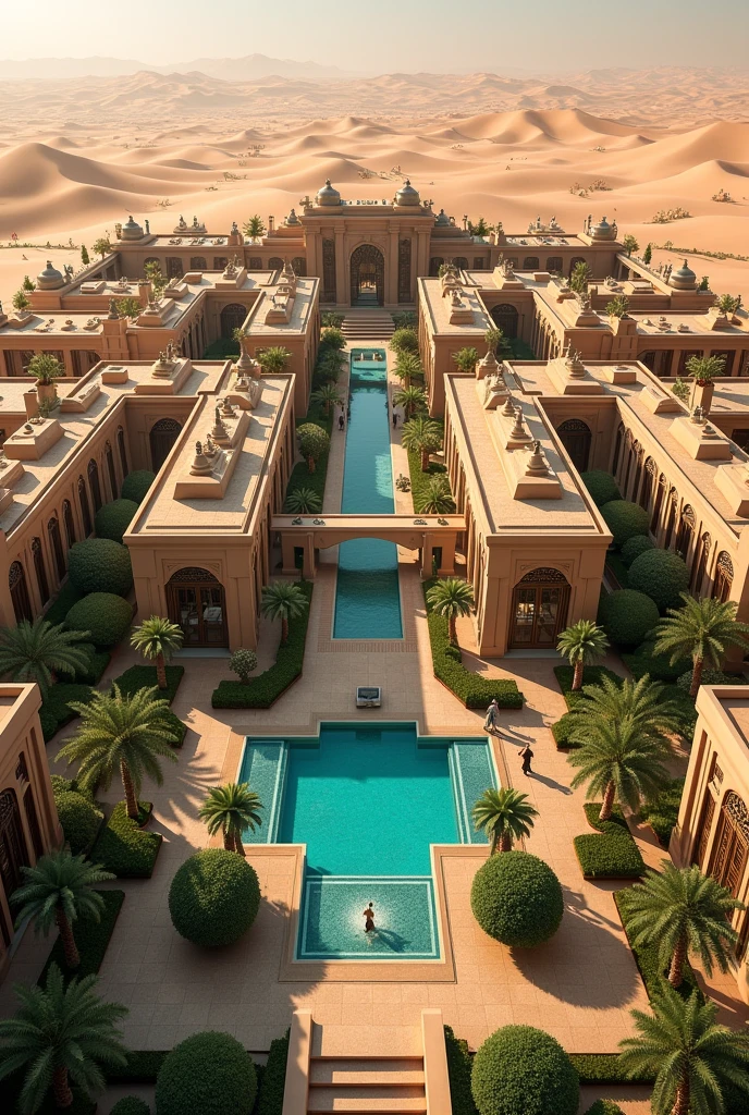 So big desert traditional resort with so many villas and room in it also two big halls in the center of the resort