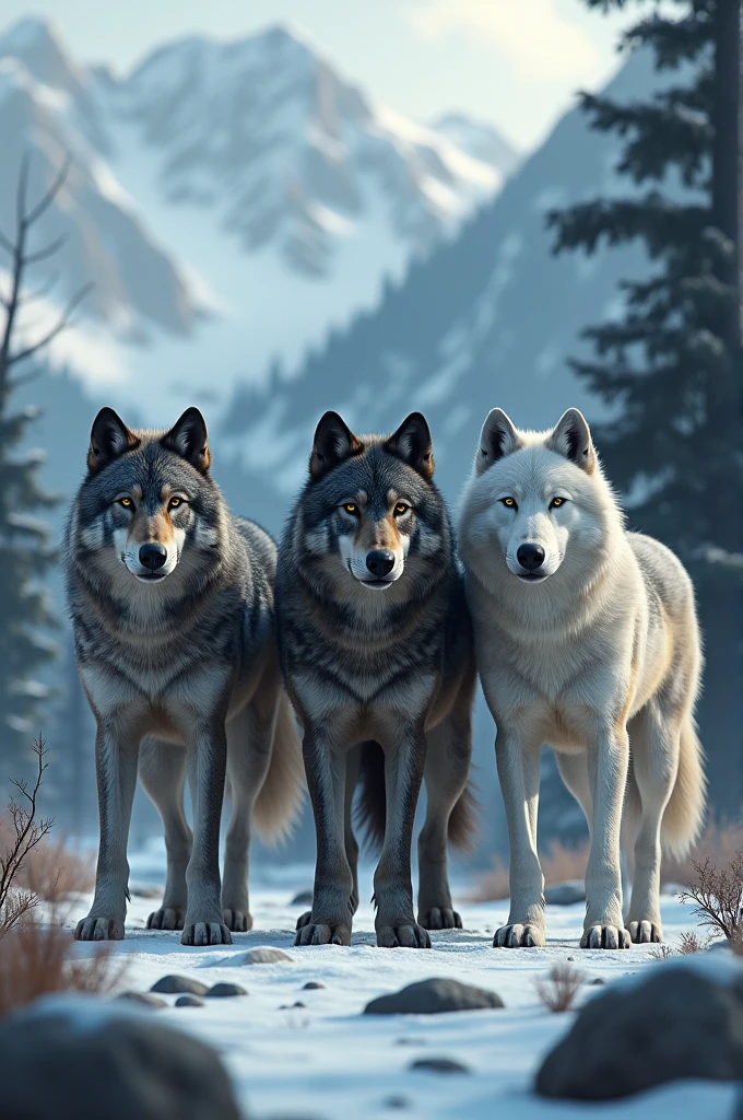 Pack of four wolves