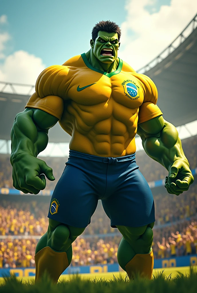 Hulk wearing a Brazilian national team shirt in a football stadium