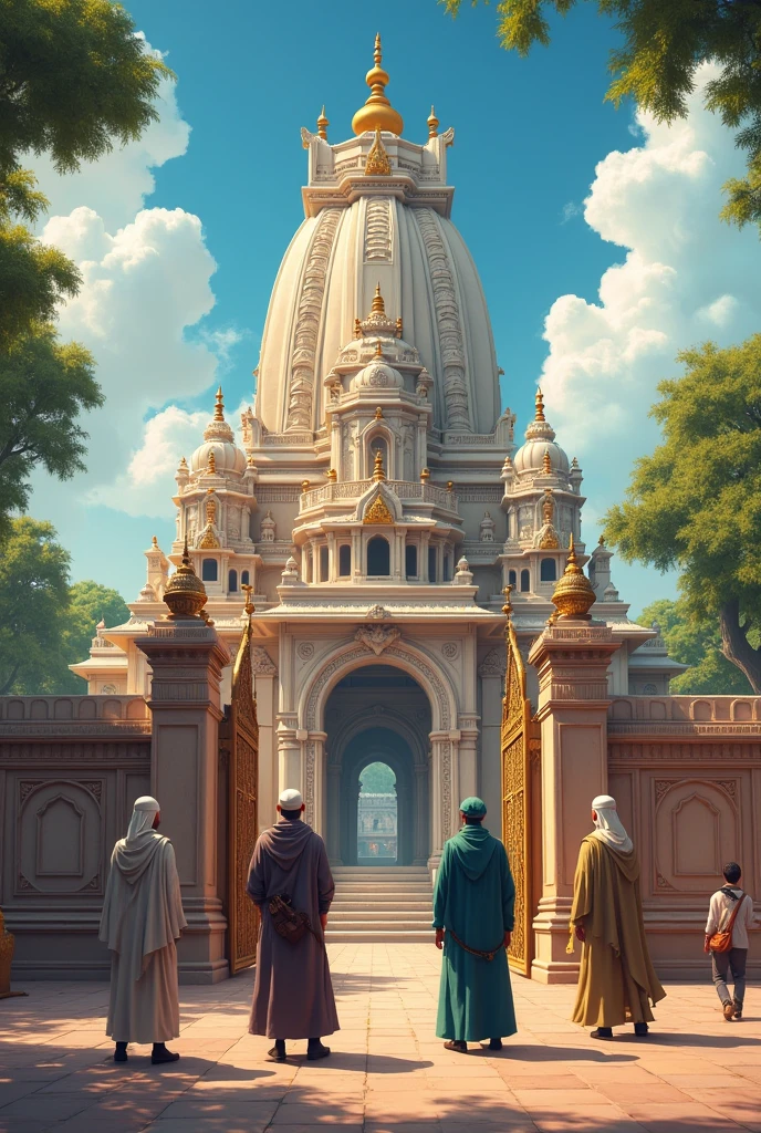 Islamic people protect on hindu temples gate