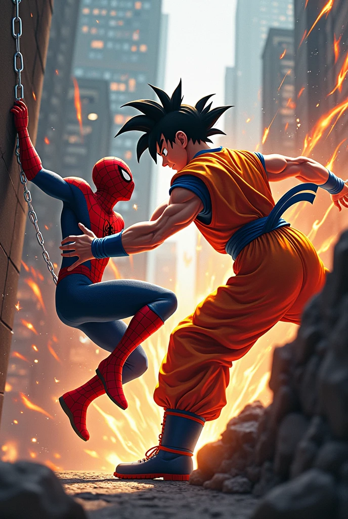 Goku killing spiderman 
