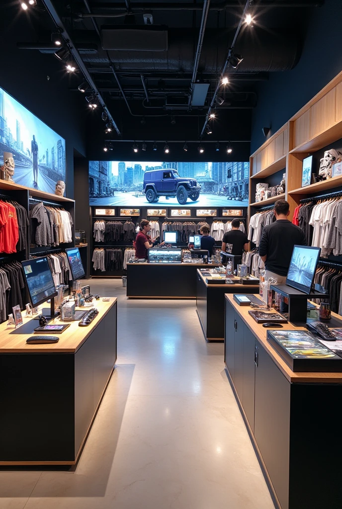 A store is clothing and phones games for black