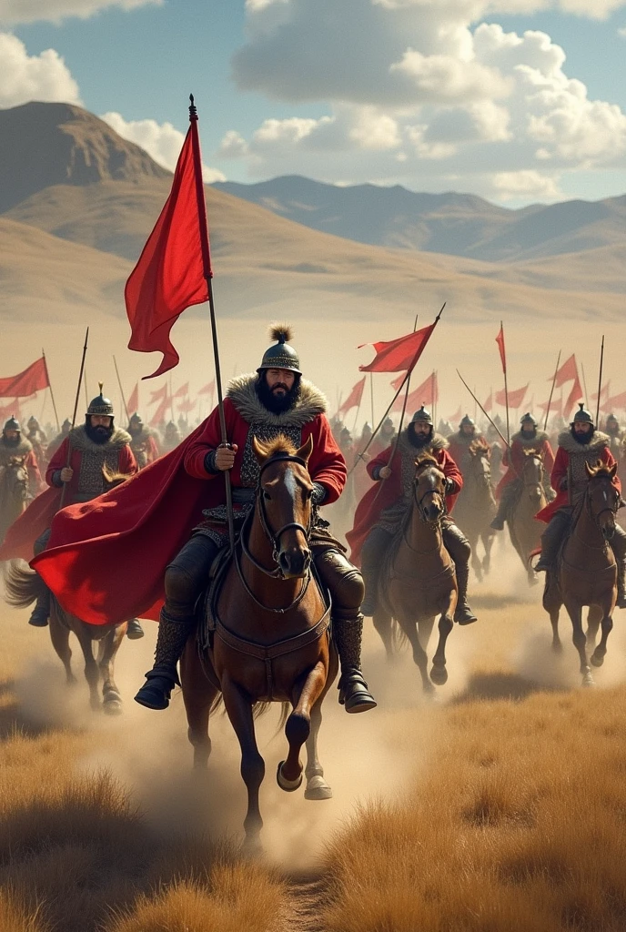 Create an image of a Mongolian battle