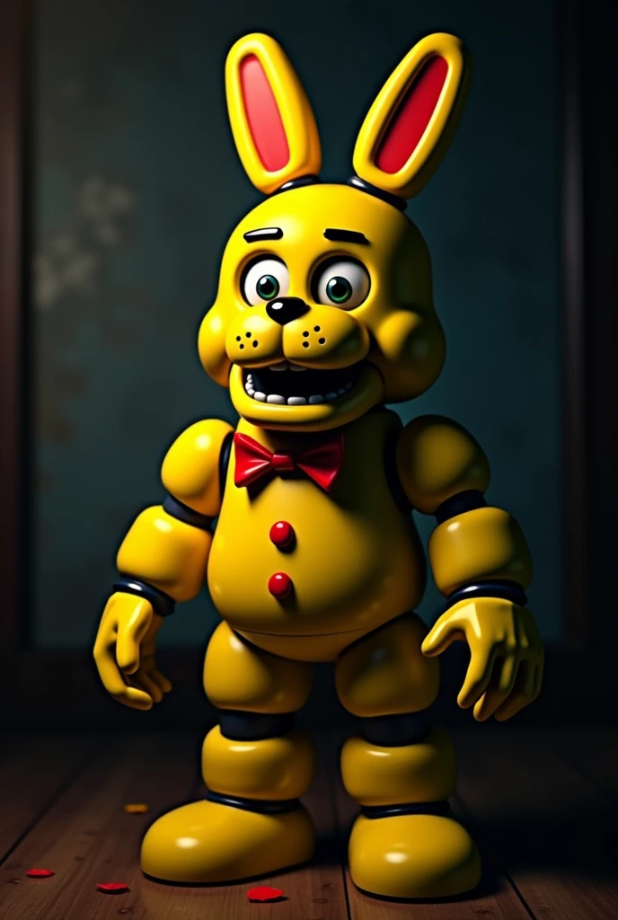 Make an image of the yellow rabbit killing five children in Five Nights at Freddy's