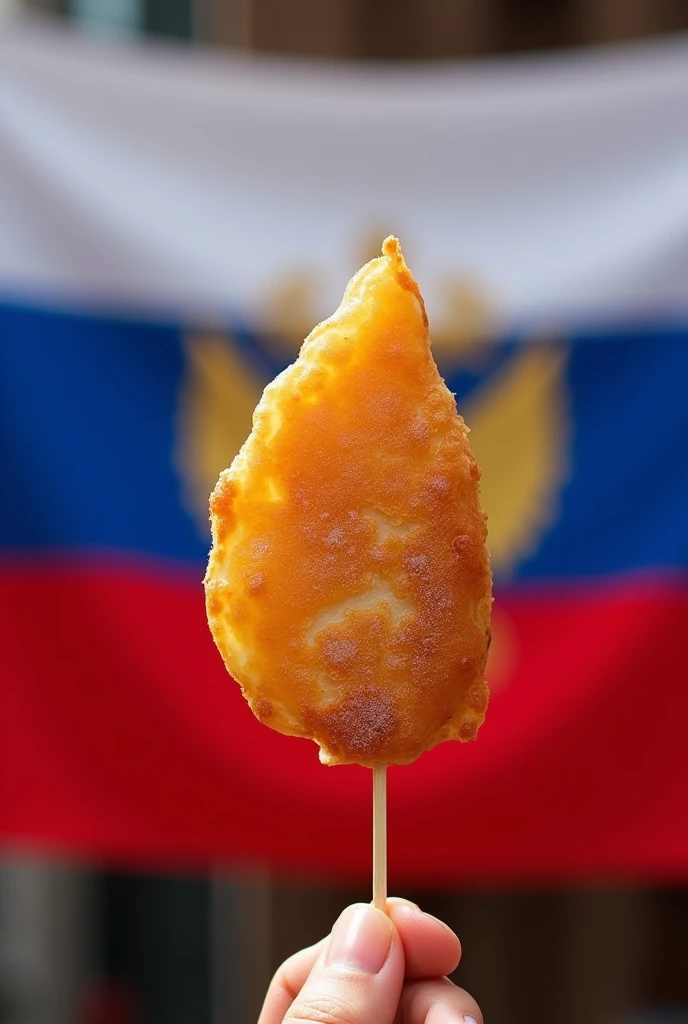 An image that has a CREPE ON A STICK and the RUSSIAN FLAG behind it, with the caption: Get a taste of Russia for a price you can afford. Somewhere in the image it says that sales will be on the 3rd./09/2024 from 8pm to 9pm:30