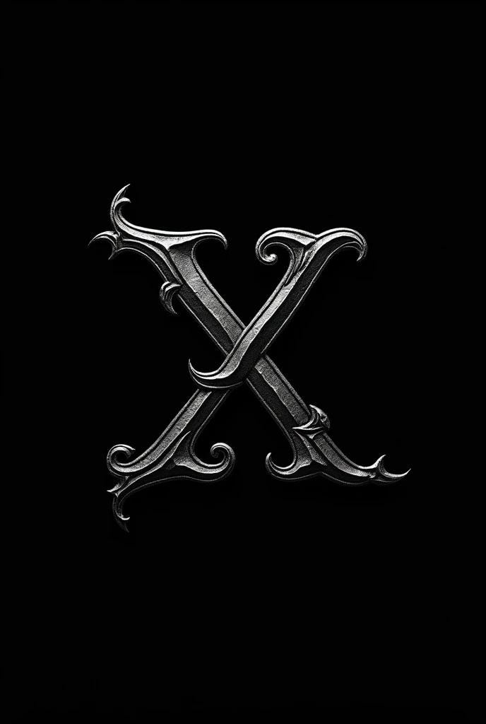 Create a logo featuring the intertwined the letters "X", "H", "L" in a Gothic Style, black, luxurious