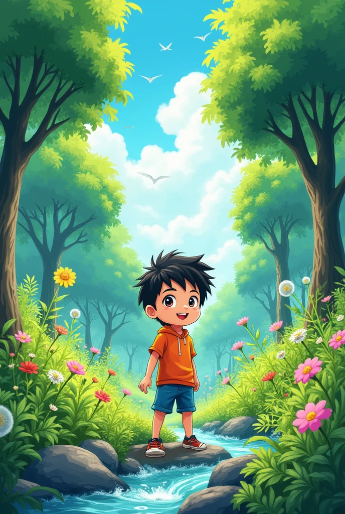 Give me an environmentally friendly manga style image