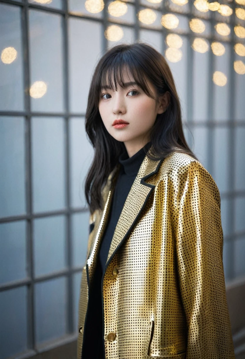 (((masterpiece, highest quality, Super detailed))), 1 female, (((very thin body))) , (((length, thin legs))), (((Black short perm hair, thick and fluffy bangs ))), (((highly detailed face))), cosmetics free, small and thin nose, small thin mouth, (((Very sharp focused eyes))), Japanese, beautiful face, (lifelike face), beautiful hairstyle, realistic eyes, fine and beautiful eyes, (real looking skin), beautiful skin, charm, ultra high resolution, surreal, high detail, golden ratio, (detail makeup:1.2), Psychedelic Pantsuit Style,full body shot,jump,shot from below,(((night background))),weeping cherry blossoms,super detailed eyes,exact limbs