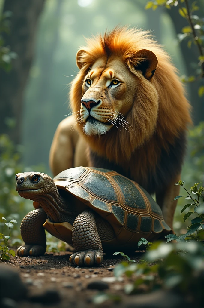 Lion and turtle