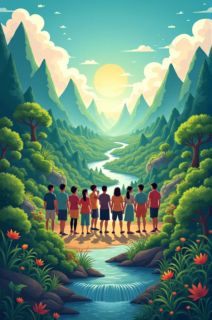 Create a poster that shows conservation of natural resources and ways to manage scarcity.