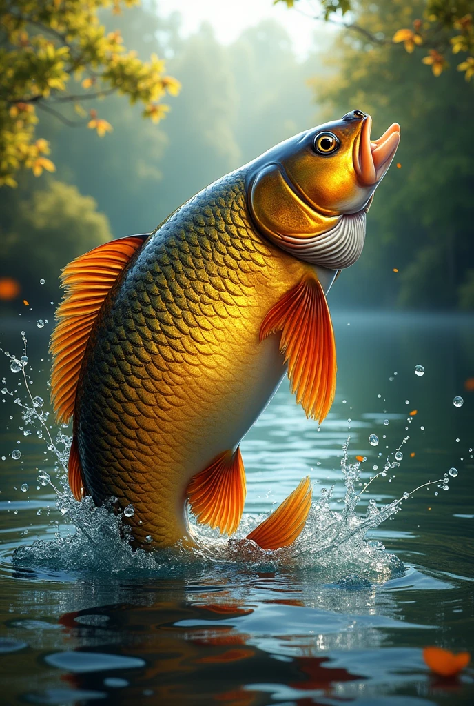 Fishing poster  , title the sheins with fish Brown carp 
