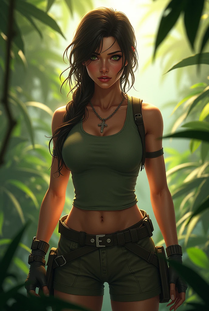 Lara croft dans la jungle de face