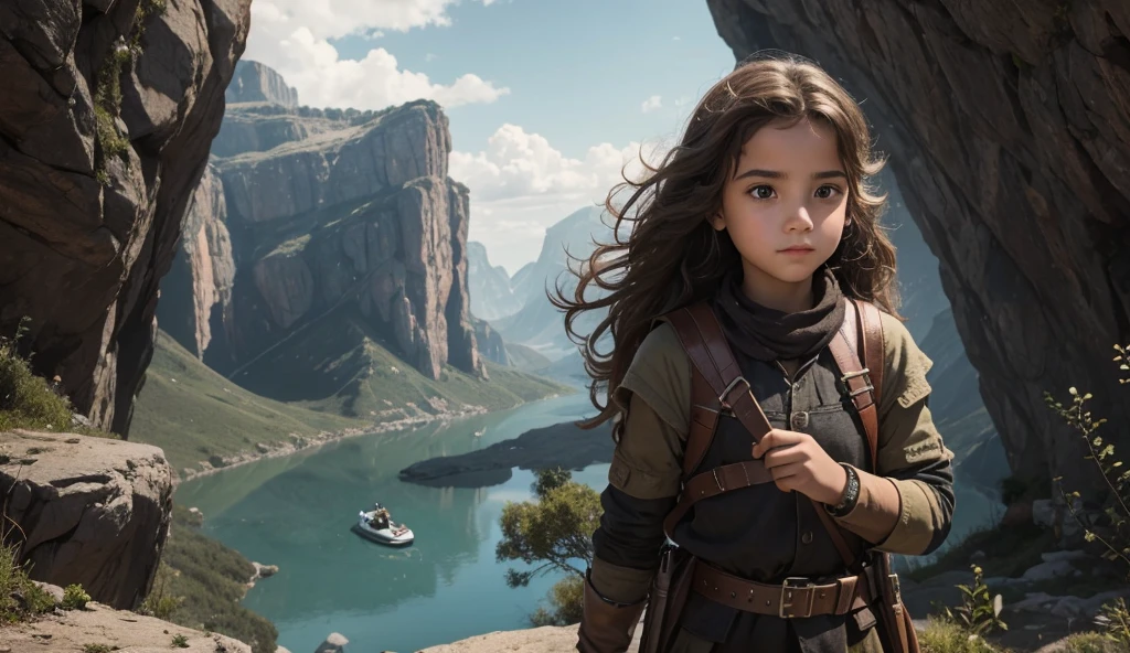 A brave young girl named Jooli, with a confident expression and adventurous attire.