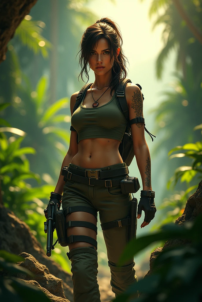 Lara croft dans la jungle de face