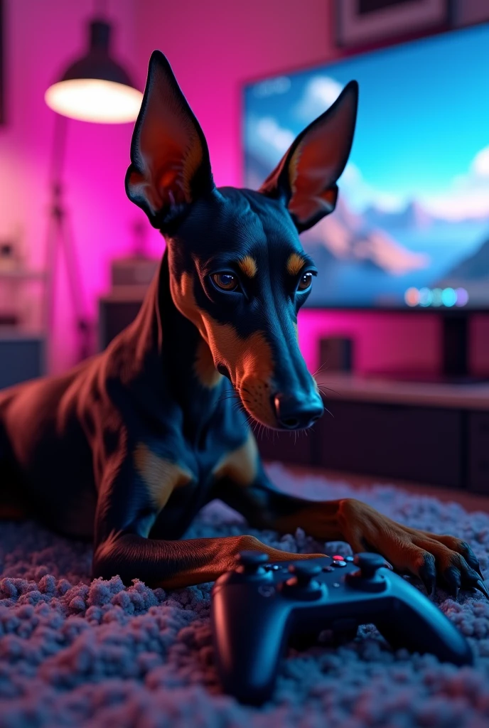 A gamer pincher dog