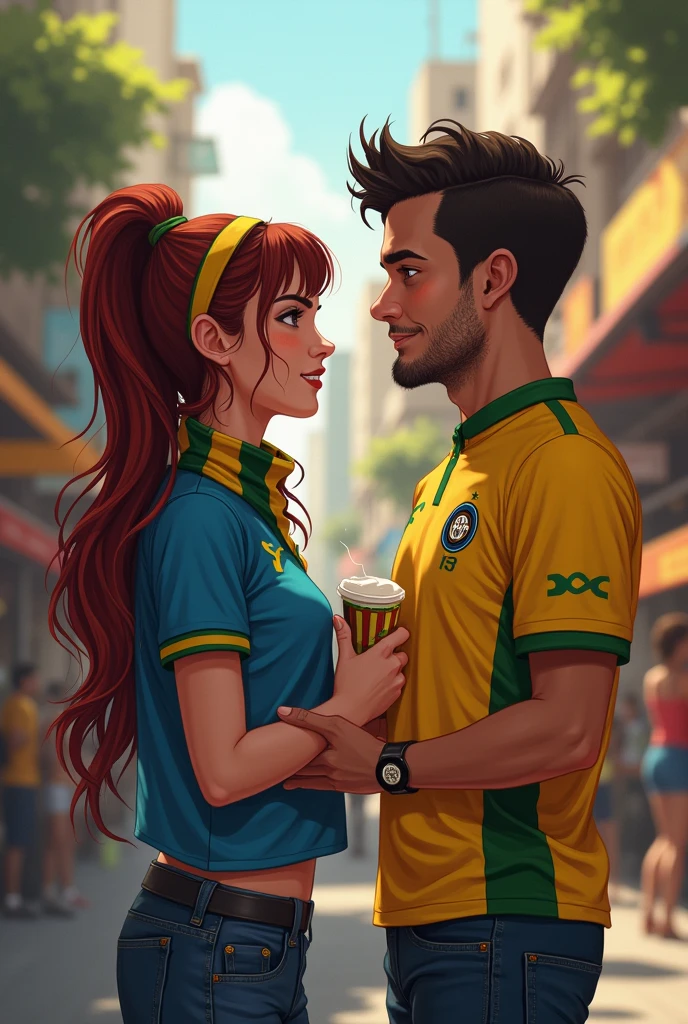 Make a woman a Gremista and then she met a man from Inter and the two started going out on dates Then they kissed The two got married And they made love she got pregnant